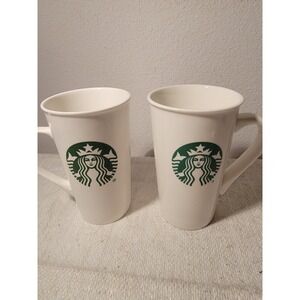 Starbucks Tall 16oz White Coffee Tea Mug Cup Mermaid Siren Logo Pair 2016 & 2019